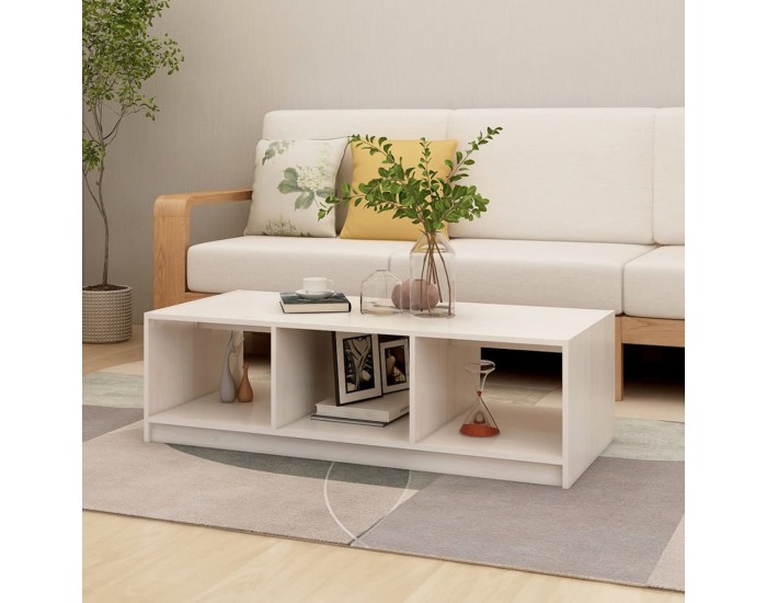 Sonata H Маса за кафе, бяла, 110x50x34 см, борово дърво масив
