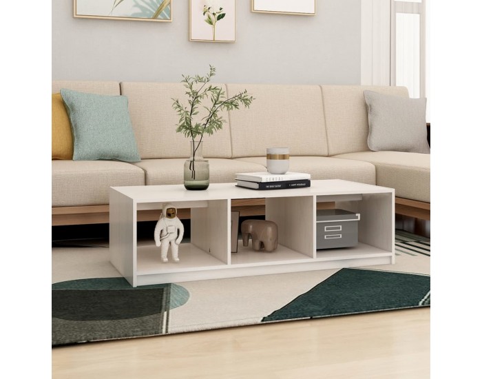 Sonata H Маса за кафе, бяла, 110x50x34 см, борово дърво масив