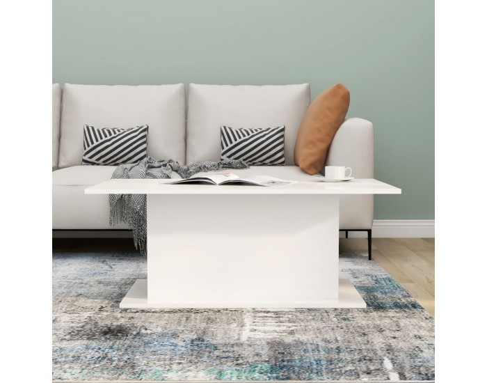 Sonata H Кафе маса, бял гланц, 102x55,5x40 см, инженерно дърво