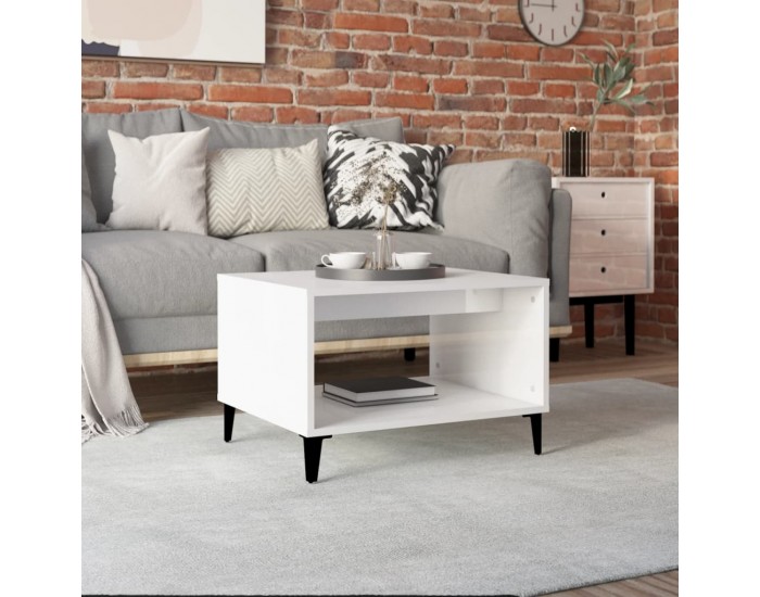 Sonata H Кафе маса, бял гланц, 60x50x40 см, инженерно дърво