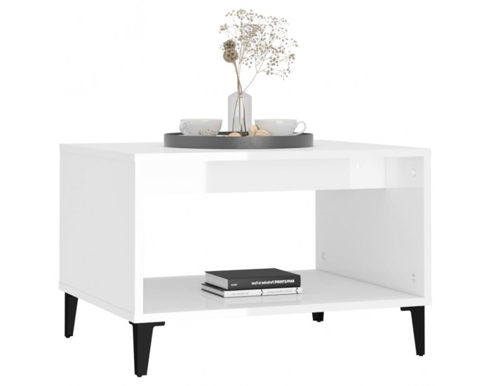 Sonata H Кафе маса, бял гланц, 60x50x40 см, инженерно дърво