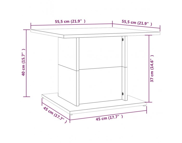Sonata H Кафе маса, сив сонома, 55,5x55,5x40 см, инженерно дърво