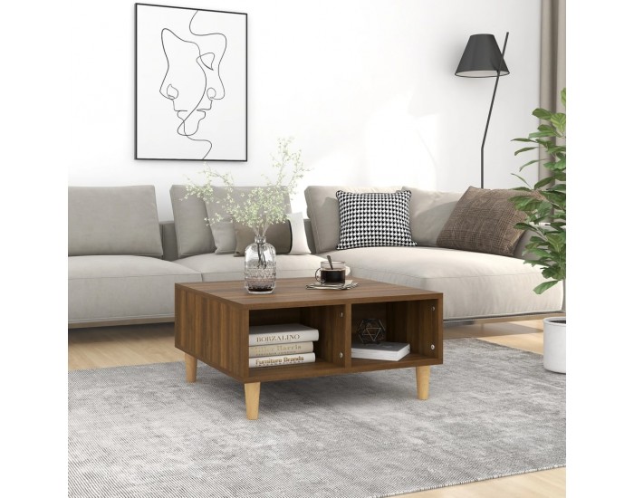 Sonata H Кафе маса, кафяв дъб, 60x60x30 см, инженерно дърво