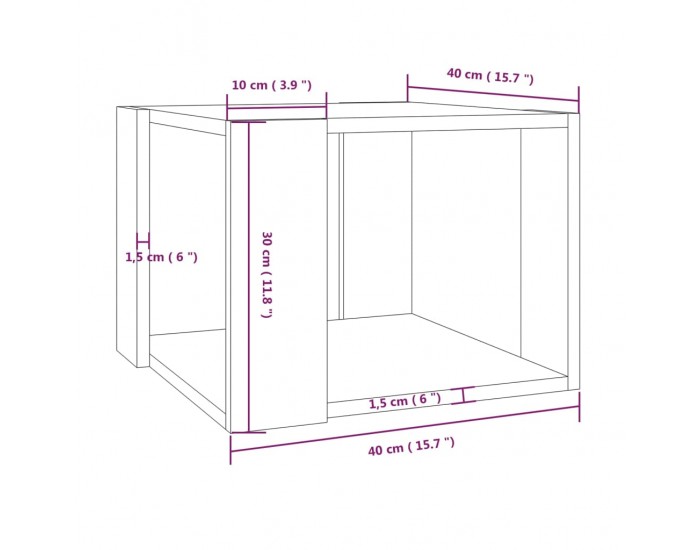 Sonata H Маса за кафе, кафяв дъб, 40x40x30 см, инженерно дърво