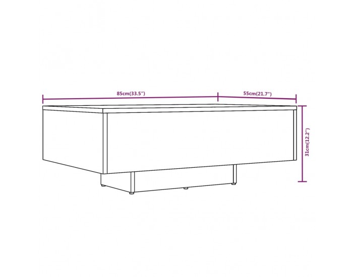Sonata H Маса за кафе, опушен дъб, 85x55x31 см, инженерно дърво