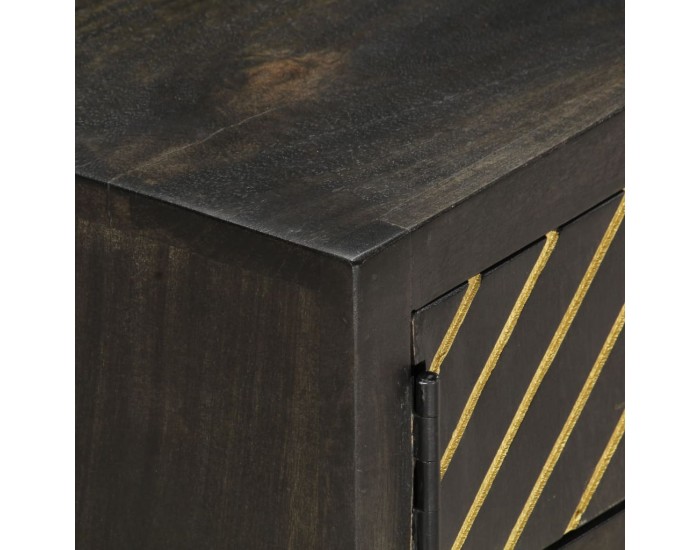 Sonata H Маса за кафе, черно-златисто, 90x50x35 см, мангово дърво масив