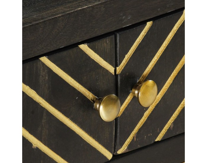 Sonata H Маса за кафе, черно-златисто, 90x50x35 см, мангово дърво масив