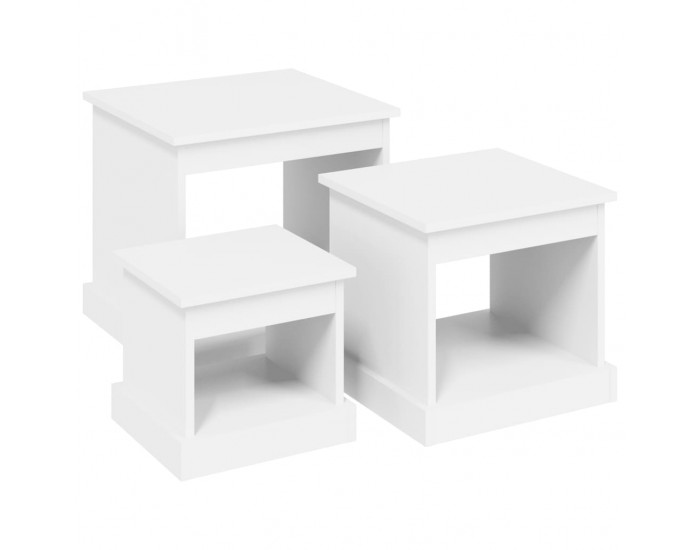 Sonata H Маси за кафе, 3 бр, бели, инженерно дърво