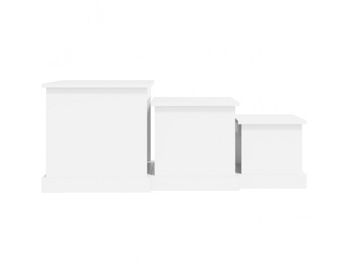 Sonata H Маси за кафе, 3 бр, бели, инженерно дърво