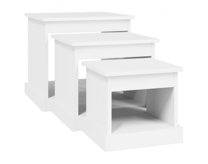 Sonata H Маси за кафе, 3 бр, бели, инженерно дърво