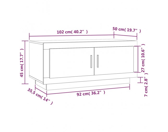 Sonata H Кафе маса, Кафяв дъб, 102x50x45 см, инженерно дърво