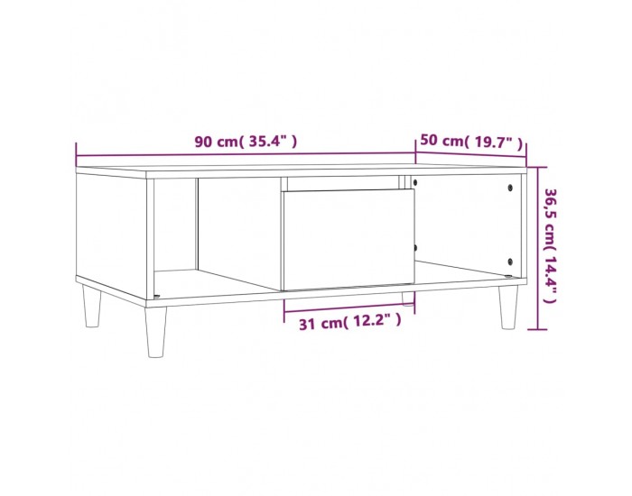 Sonata H Кафе маса, сив сонома, 90x50x36,5 см, инженерно дърво