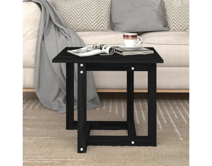 Sonata H Кафе маса, черна, 50x50x45 см, борово дърво масив