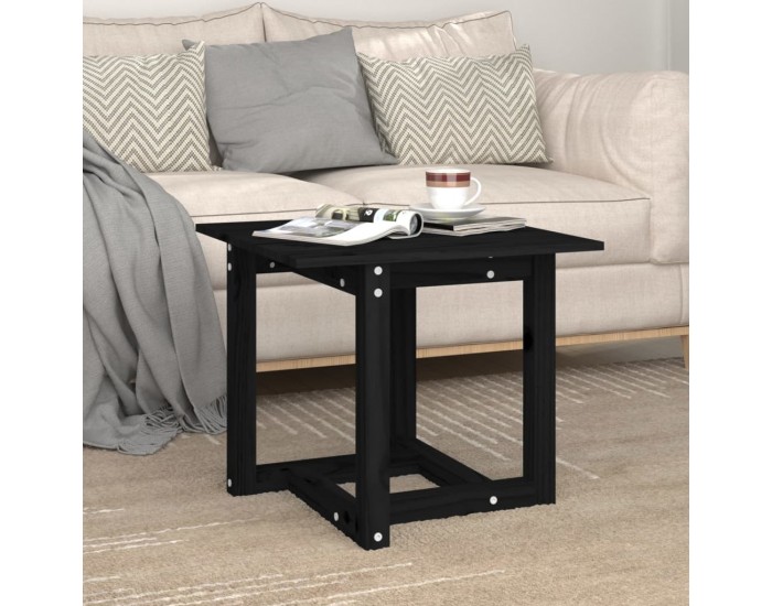 Sonata H Кафе маса, черна, 50x50x45 см, борово дърво масив