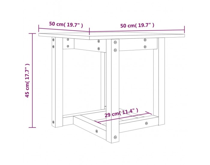 Sonata H Кафе маса, черна, 50x50x45 см, борово дърво масив