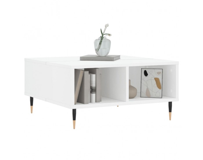 Sonata H Кафе маса, бял гланц, 60x60x30 см, инженерно дърво