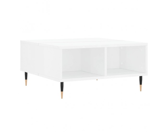 Sonata H Кафе маса, бял гланц, 60x60x30 см, инженерно дърво