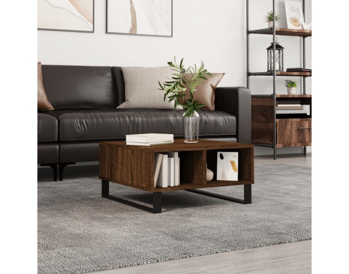 Sonata H Кафе маса, кафяв дъб, 60x60x30 см, инженерно дърво