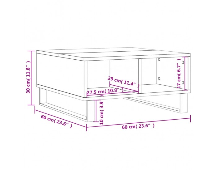 Sonata H Кафе маса, кафяв дъб, 60x60x30 см, инженерно дърво