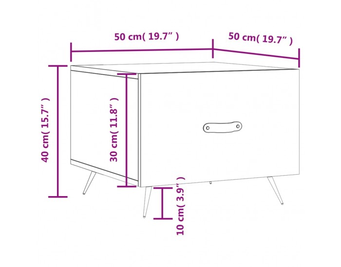 Sonata H Кафе маса, дъб сонома, 50x50x40 см, инженерно дърво