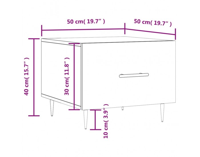 Sonata H Кафе маса, кафяв дъб, 50x50x40 см, инженерно дърво
