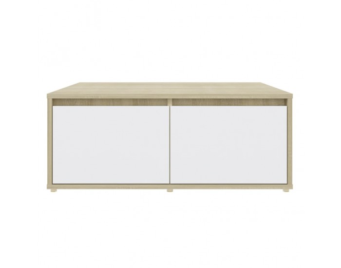 Sonata H Маса за кафе, бяло и дъб сонома, 80x80x31 см, инженерно дърво