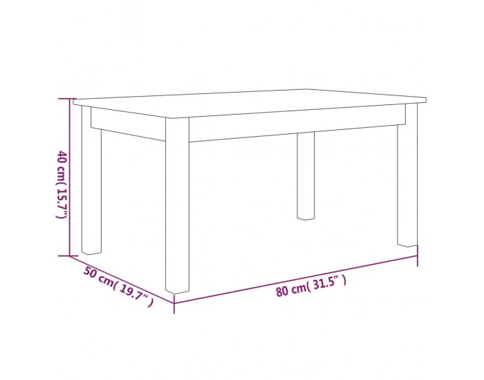 814279 Sonata H Кафе маса, 80x50x40 см, борово дърво масив