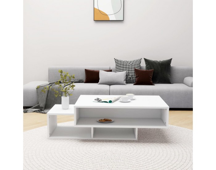 Sonata H Маса за кафе, бяла, 105x55x32 см, инженерно дърво