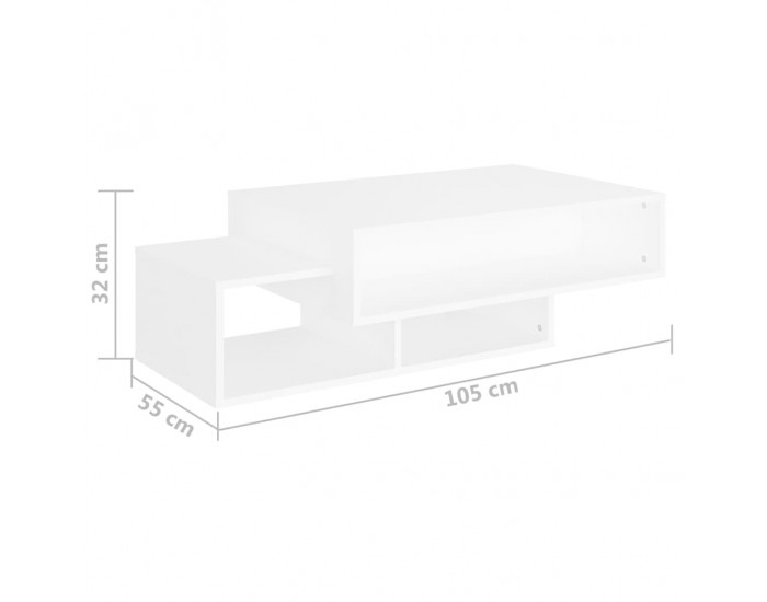 Sonata H Маса за кафе, бяла, 105x55x32 см, инженерно дърво