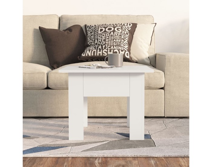 Sonata H Маса за кафе, бял, 55x55x42 см, инженерно дърво