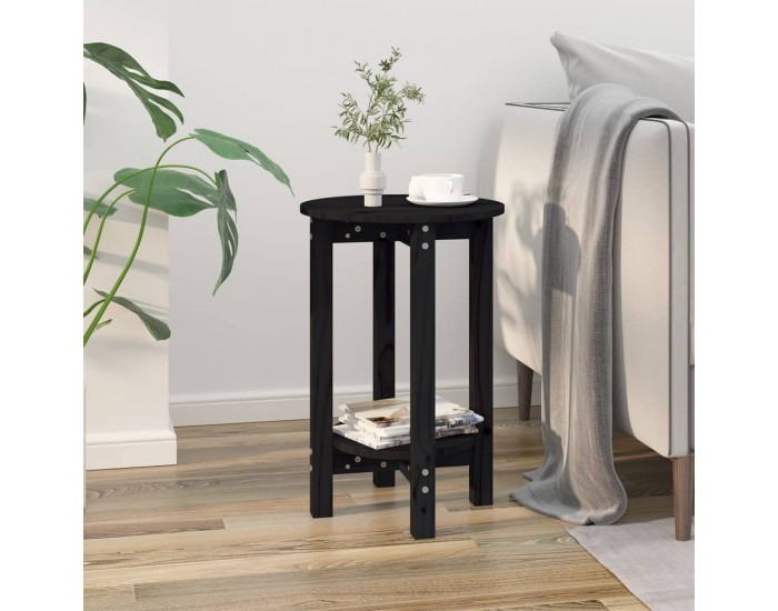 Sonata H Кафе маса, черна, Ø 40x60 см, борово дърво масив