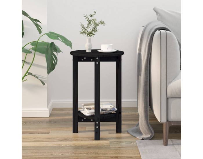 Sonata H Кафе маса, черна, Ø 40x60 см, борово дърво масив