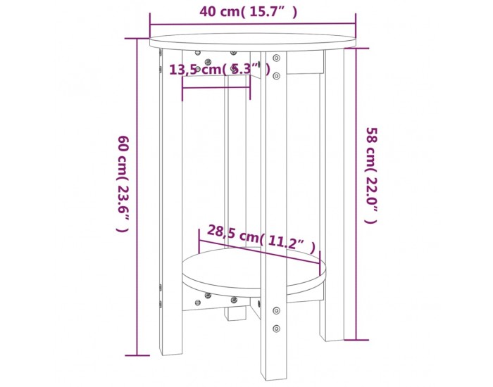 Sonata H Кафе маса, черна, Ø 40x60 см, борово дърво масив