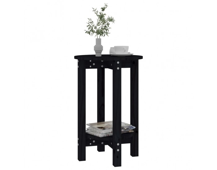 Sonata H Кафе маса, черна, Ø 40x60 см, борово дърво масив