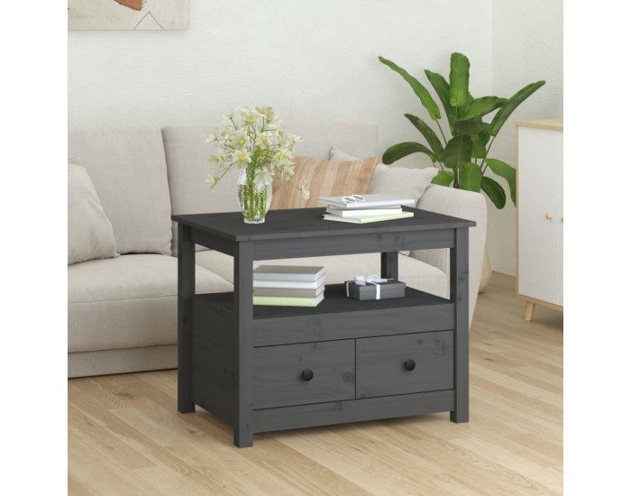 Sonata H Кафе маса, Сиво, 71x49x55 см, борово дърво масив