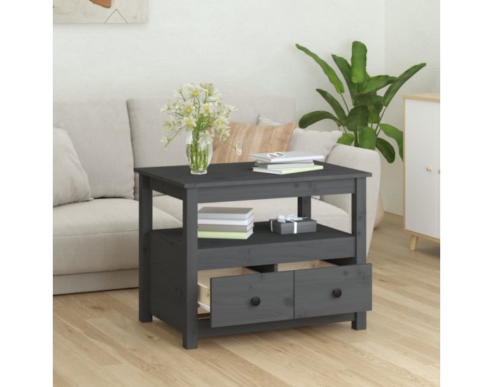 Sonata H Кафе маса, Сиво, 71x49x55 см, борово дърво масив