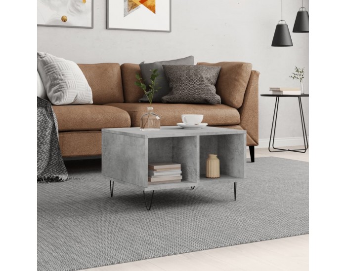 Sonata H Маса за кафе, бетонно сива, 60x50x36,5 см, инженерно дърво