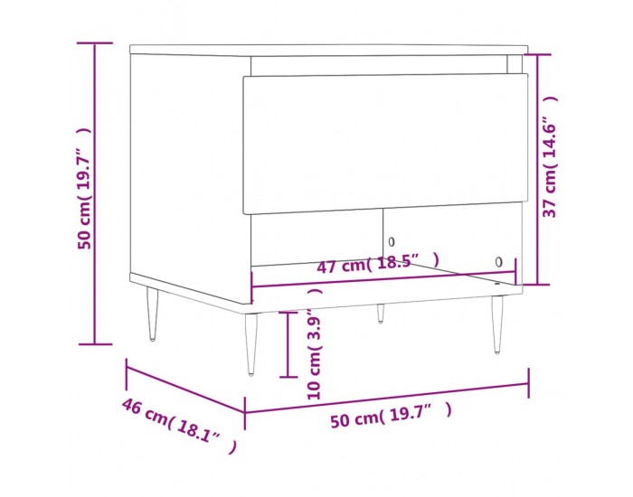 Sonata H Маси за кафе, 2 бр, бял гланц, 50x46x50 см, инженерно дърво