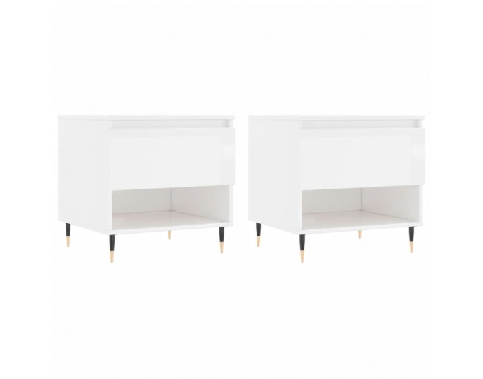 Sonata H Маси за кафе, 2 бр, бял гланц, 50x46x50 см, инженерно дърво