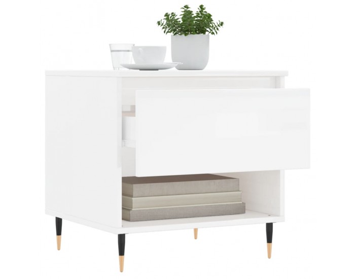 Sonata H Маси за кафе, 2 бр, бял гланц, 50x46x50 см, инженерно дърво