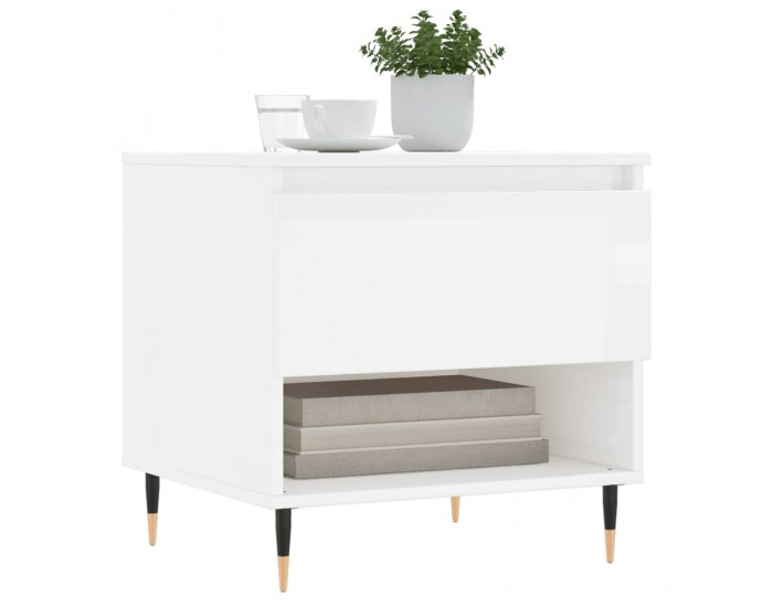 Sonata H Маси за кафе, 2 бр, бял гланц, 50x46x50 см, инженерно дърво