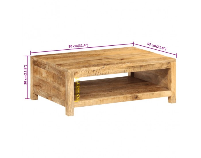 Sonata H Маса за кафе, 80x55x30 см, масивно мангово дърво