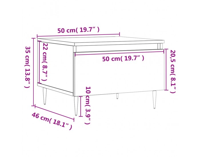 Sonata H Холни маси, 2 бр, сив сонома, 50x46x35 см, инженерно дърво