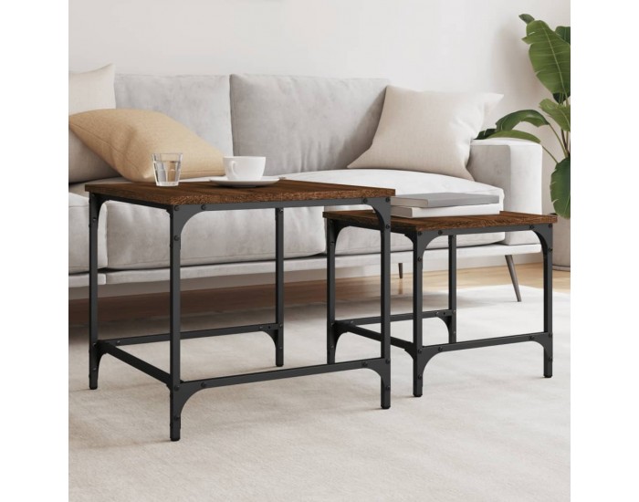 Sonata H Стифиращи кафе маси, 2 бр, кафяв дъб, инженерно дърво