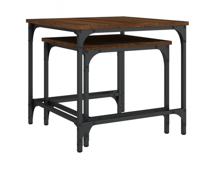 Sonata H Стифиращи кафе маси, 2 бр, кафяв дъб, инженерно дърво