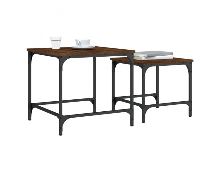 Sonata H Стифиращи кафе маси, 2 бр, кафяв дъб, инженерно дърво