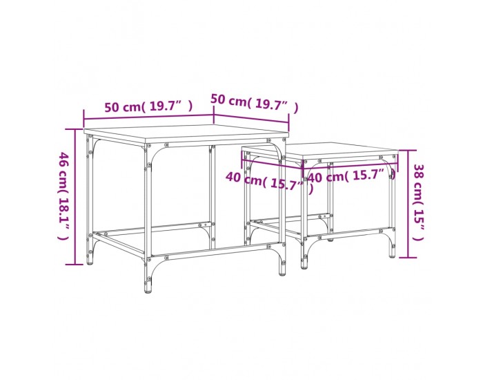 Sonata H Стифиращи кафе маси, 2 бр, кафяв дъб, инженерно дърво