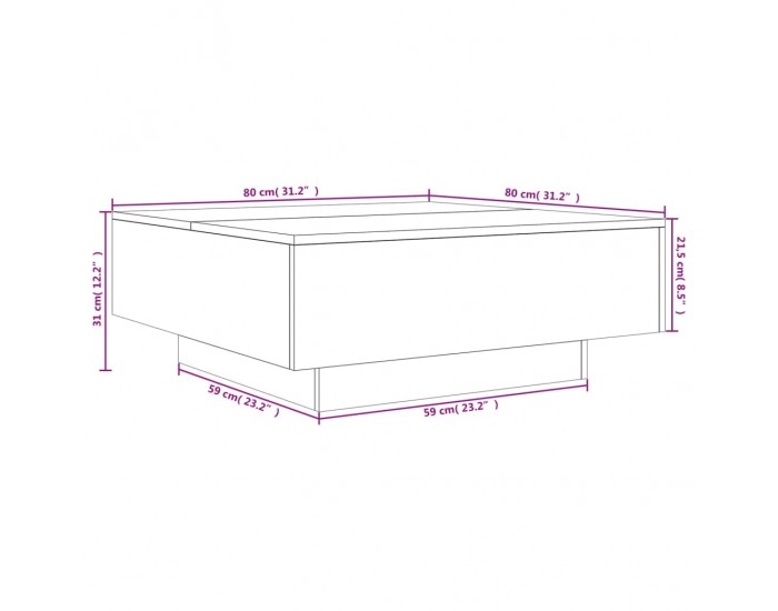 Sonata H Маса за кафе, сив сонома, 80x80x31 см, инженерно дърво