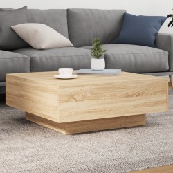 Sonata H Маса за кафе с LED осветление, сонома дъб, 80x80x31 см - Холни маси