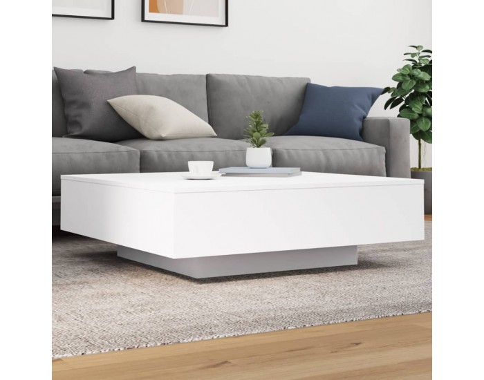 Sonata H Маса за кафе с LED осветление, бяла, 100x100x31 см
